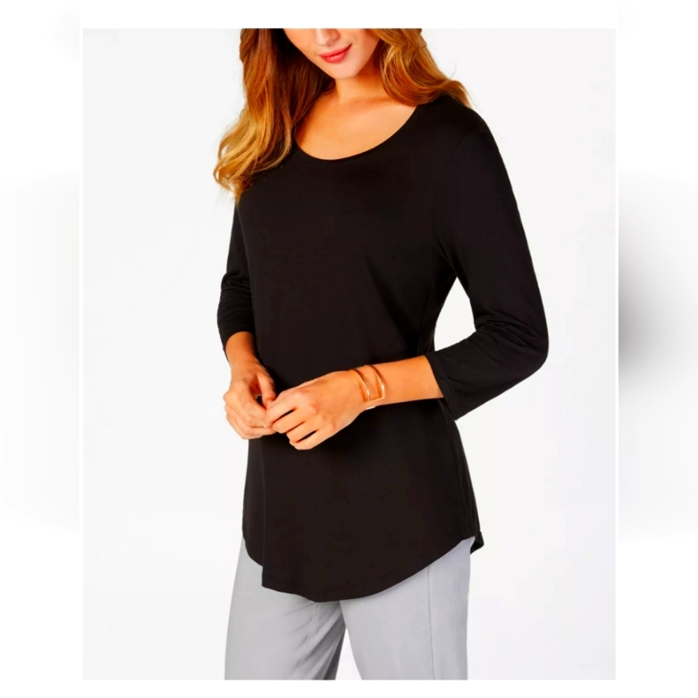 J M COLLECTION woman's TUNIC TOP new without tags BLACK size large